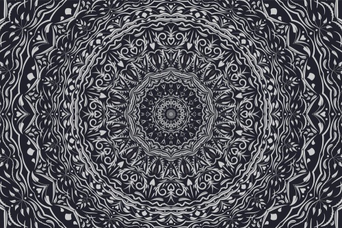 Samolepící tapeta Mandala ve vintage stylu v černobílém