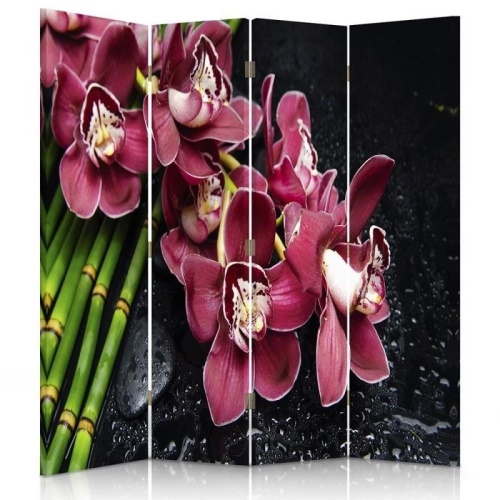 Ozdobný paraván, Orchidej s bambusem