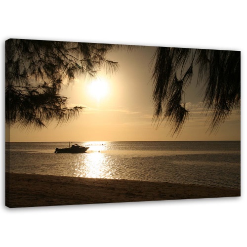 Obraz na plátně Pláž Hnědý západ slunce
