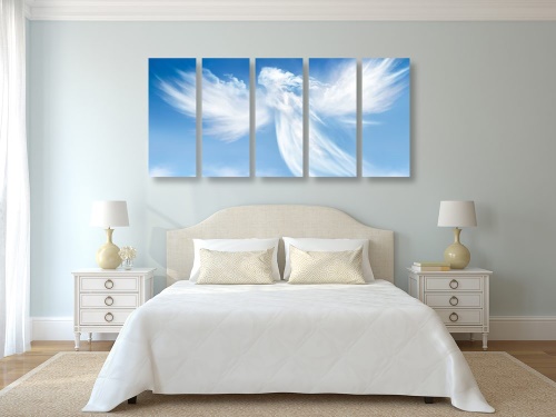 5-dílný obraz podoba anděla v oblacích