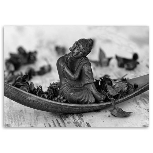 Obraz na plátně Buddha Zen Spa Black and White