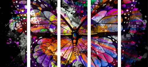 5-dílný obraz neobyčejný motýl