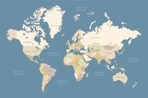 Tapeta mapa světa s vintage prvky