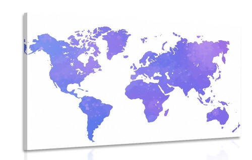 Obraz mapa světa ve fialovém odstínu