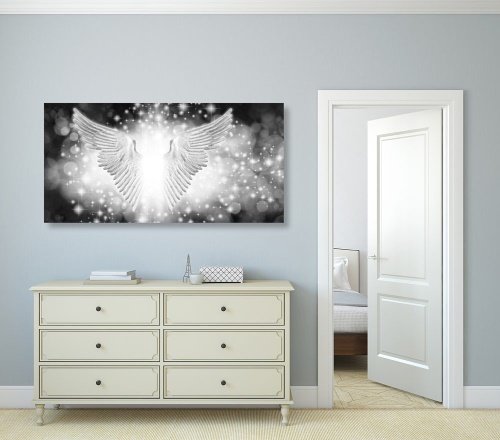 Obraz černobílé křídla s abstraktními prvky