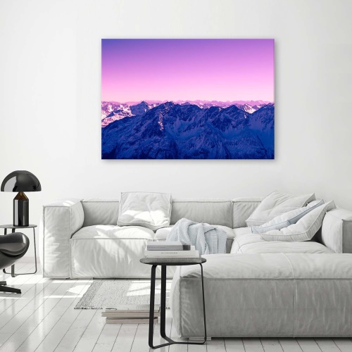 Obraz na plátně Hory Fialový východ slunce