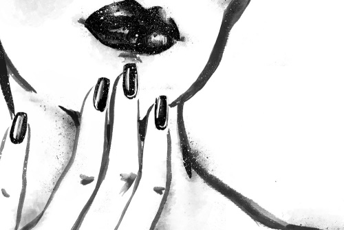 Obraz akvarelový portrét ženy v čiernobielom prevedení