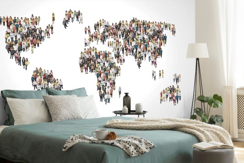 Samolepící tapeta mapa světa sestávající z lidí