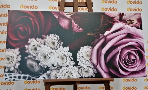 Obraz kytice růží v retro stylu