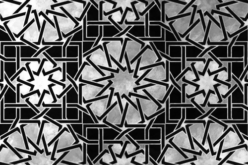 Tapeta orientální mozaika v černobílém provedení