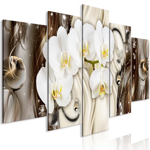 Obraz - Orchid Waterfall (5 Parts) Wide Brown