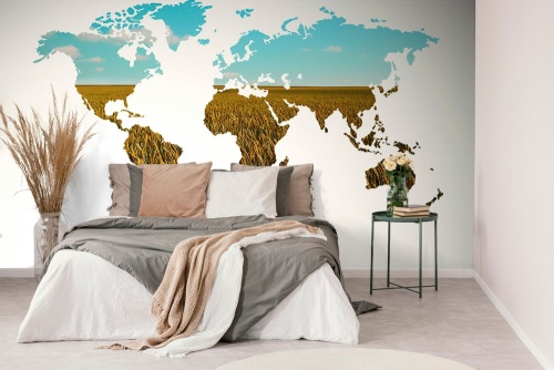 Tapeta zajímavá mapa světa na bílém podkladu