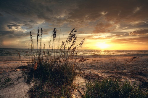 Fototapeta západ slunce na pláži