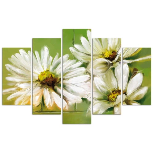 Obraz na plátně pětidílný Bílé sedmikrásky květy