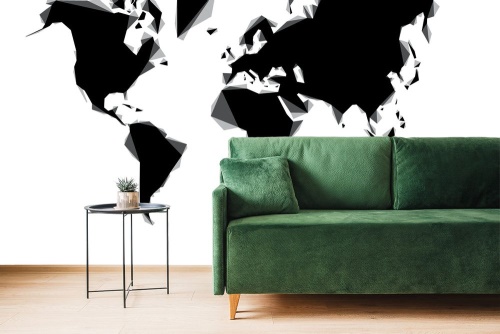Samolepící tapeta abstraktní mapa světa v černobílém provedení