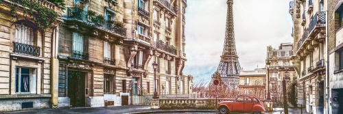 Obraz pohled na Eiffelovu věž z ulice Paříže