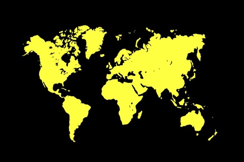 Samolepící tapeta žlutá mapa na černém pozadí