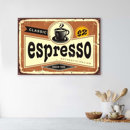 Obraz na plátně Retro nápis káva espresso