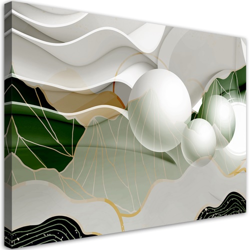 Obraz na plátně, Zelená abstrakce s 3D koulemi
