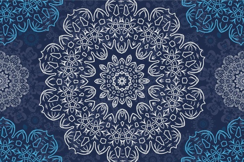 Tapeta modrá Mandala s abstraktním vzorem