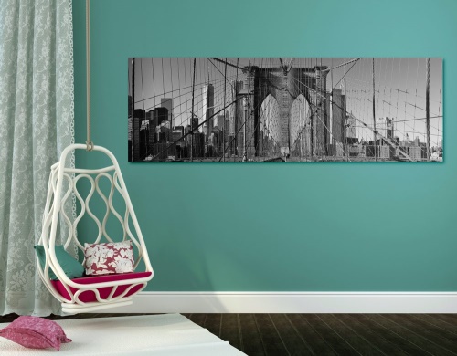 Obraz most Manhattan v New Yorku v černobílém provedení