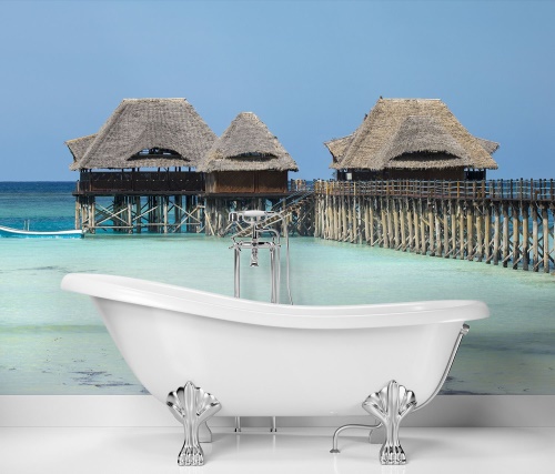 Fototapeta, Maledivy Tropické chaty u vody