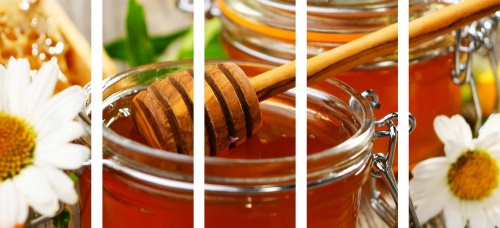 5-dílný obraz hrnek medu