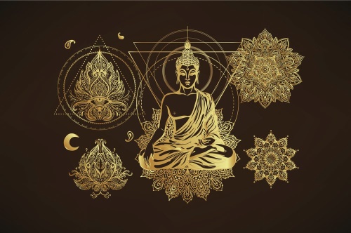 Samolepící tapeta zlatý Buddha