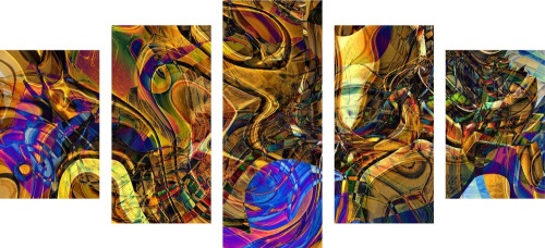 5-dílný obraz plný abstraktního umění