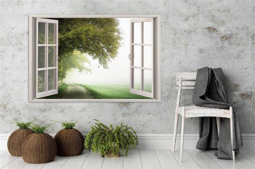 Obraz na plátně, Výhled z okna Zelený les