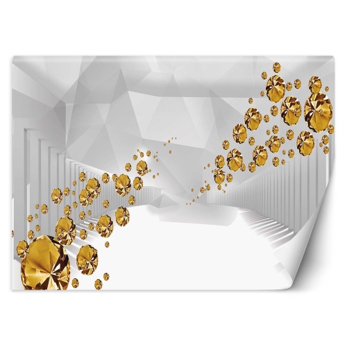 Fototapeta, Zlaté kameny v abstraktním tunelu