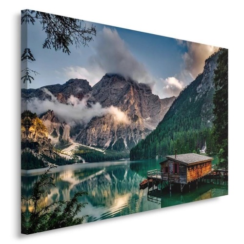 Obraz na plátně Hory Dům Jezero Příroda