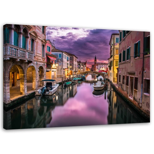 Obraz na plátně Benátský kanál fialový