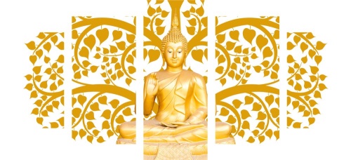 5-dílný obraz Budha se stromem života