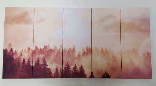5-dílný obraz mlhavý les