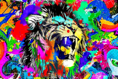Samolepící tapeta barevná hlava lva