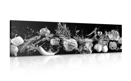 Obraz organické ovoce a zelenina v černobílém provedení