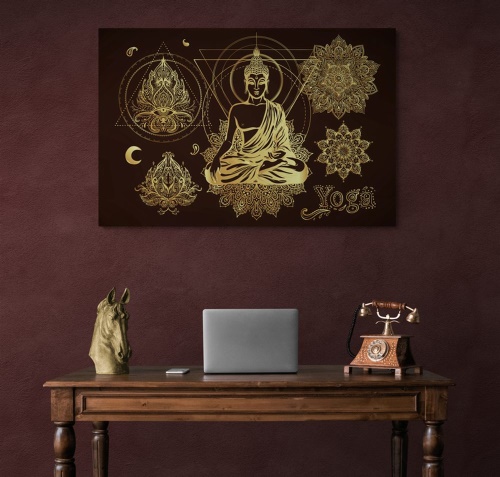 Obraz zlatý meditující Budha