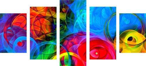 5-dílný obraz abstrakce plná barev