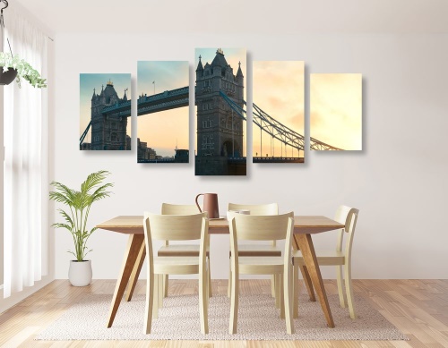 5-dílný obraz Tower Bridge v Londýně