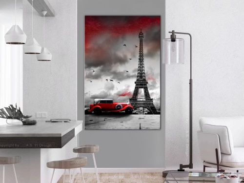 Obraz - Red Car in Paris (1 Part) Vertical