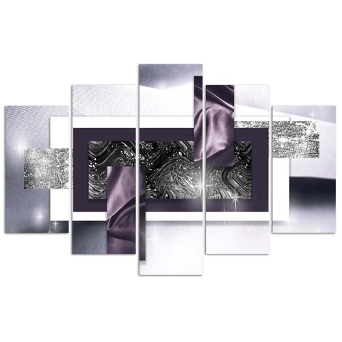 Obraz na plátně pětidílný Abstraktní fialová šedá