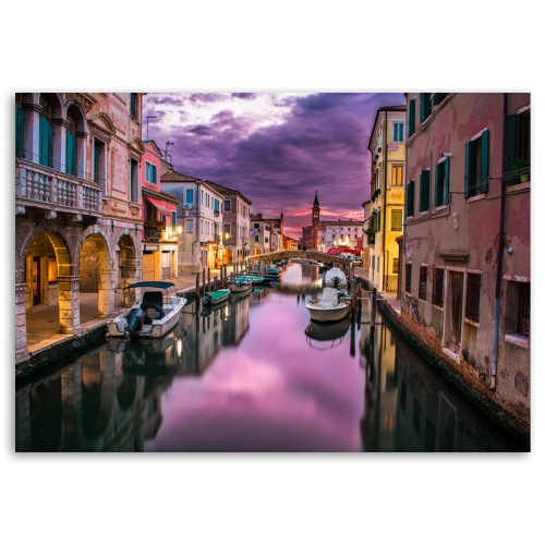 Obraz na plátně Benátský kanál fialový