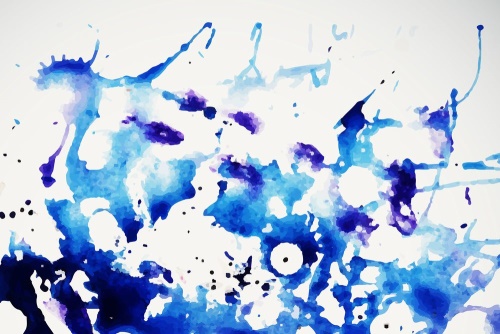 Obraz modrý akvarel v abstraktním provedení