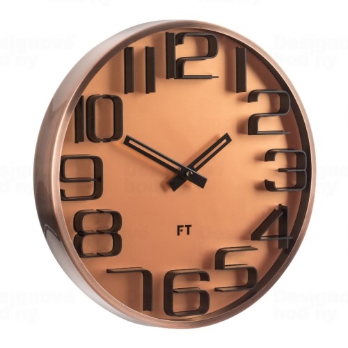 Designové nástěnné hodiny Future Time FT7010CO Numbers copper 30cm