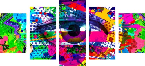 5-dílný obraz lidské oko v pop-art stylu