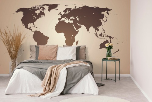 Samolepící tapeta mapa světa v odstínech hnědé