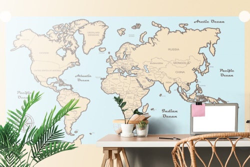 Tapeta mapa světa s béžovým okrajem
