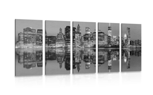 5-dílný obraz město Manhattan v černobílém provedení