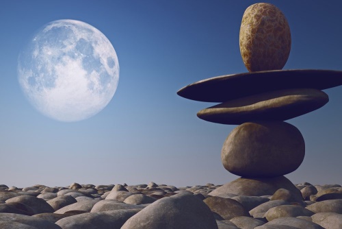 Obraz skládané kameny v měsíčním světle